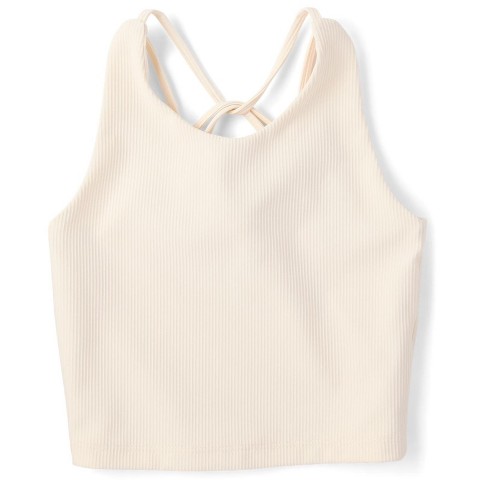 The Children's Place Girls Active Sleeveless Quick Dry Cross Back Ribbed Tank Top White M (7/8)