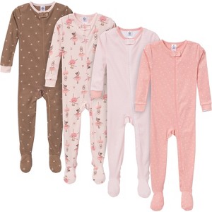 Gerber Baby Girls' Snug Fit Footed Pajamas, 4-Pack, Ballerinas - 1 of 4