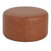 Kumasinova 30.2"On-Trend Round Faux Leather Ottoman with Plywood Frame,Coffee Table Ottoman Accent Footrest Ottoman for Living Room - 2 of 4