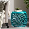 Maggift Patio End Table, Hollow Wrought Iron Patio Coffee Table, Decorative Side Table for Living Room, Patio, Yard, Blue, 19.75" * 19.75" * 17.75" - 3 of 4