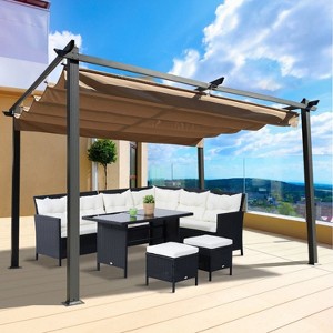 Patti 13x10ft Outdoor Gazebo, Patio Pergola with Canopy Sunshelter for Garden, Backyard, Outdoor Furniture - Maison Boucle - 1 of 4