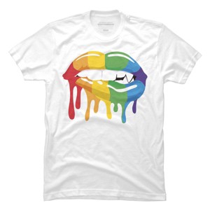 Adult Design By Humans Pride Vampire Melting Rainbow Lips By turtledojo T-Shirt - 1 of 2