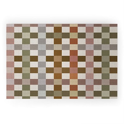 Ninola Design Multicolored Checker Natural 36" x 24" Welcome Mat - Society6