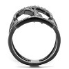 Slickblue IP Gun Black Stainless Steel Ring with Clear CZ Center Stone Women's Size 5-10 - 3 of 4