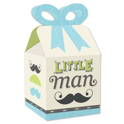 Big Dot of Happiness Dashing Little Man Mustache Party - Square Favor Gift Boxes - Baby Shower or Birthday Party Bow Boxes - Set of 12