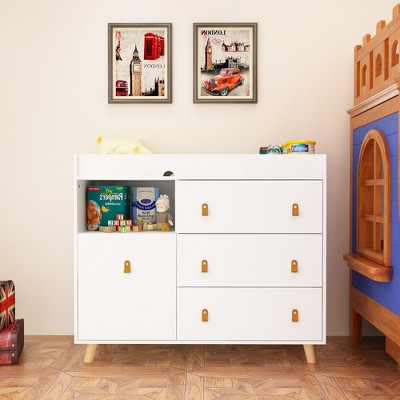 Famapy White Changing Table: Spacious Drawers & Shelves, Organize Baby Essentials Effortlessly