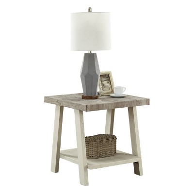 Syemin End Tables Modern Nightstand Two-Tone Wood Shelf End Table Small Square End Table Nightstand for Small Spaces, Brown, 24"*22"*23"