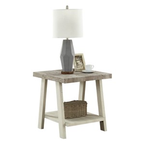 Syemin End Tables Modern Nightstand Two-Tone Wood Shelf End Table Small Square End Table Nightstand for Small Spaces, Brown, 24"*22"*23" - 1 of 4