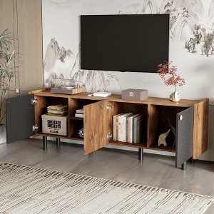 61.8" MDF TV Console Table with 3 Cabinets, Sideboard Cabinet with Adjustable Shelf, Buffet Table for Living Room or Entryway - 1 of 4