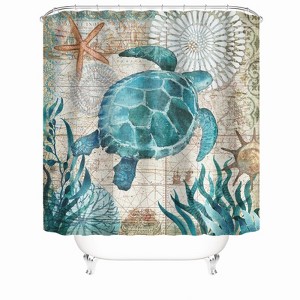 Blue Turtle Shower Curtains for Bathroom Waterproof Fabric Bath Curtain Durable Soft Stylish Bathroom Decor 72x72 Inch - 1 of 1