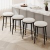 24.75" Velvet Upholstered Backless Counter Stools Set of 4 with Footrest, Round Seat, and Metal Frame for Kitchen, Bedroom - 2 of 4