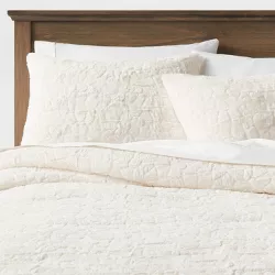 King Textured Faux Fur Comforter & Sham Set Off-White - Threshold™