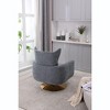 CAVINAS Classic Mid-Century Swivel Accent Chair with Curved Backrest, Upholstered 360-Degree Barrel Chair with Gold Metal Base - 4 of 4