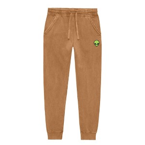 Dalix Alien Embroidered Washed Jogger Pant Soft Fleece Relaxed Fit Lounge Mens - 1 of 4