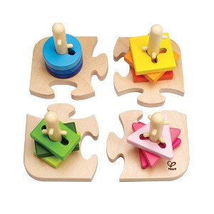 Hape Creative Peg Puzzle - 16 Pieces, Wooden Toddler Stacking Shape Puzzle Toy - 1 of 4