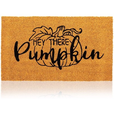 Juvale Hey Natural Coir Welcome Door Mat, Hey There Pumpkin Fall Decor ...