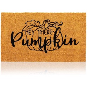 Juvale Hey Natural Coir Welcome Door Mat, Hey There Pumpkin Fall decor, 30 x 17 Inches - 1 of 4