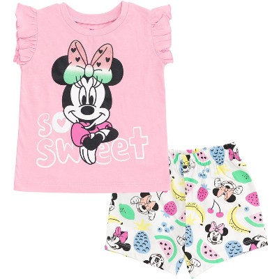 Disney Minnie Mouse Toddler Girls T-shirt And Bike Shorts Twill Outfit ...