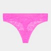 Curvy Couture Women's Plus Size No-Show Lace High Cut Thong Panty Flirt 3X - 4 of 4