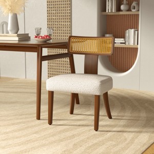 Set of 2 Armless Dining Chairs with Wood Frame, Beige Upholstered Accent Side Chairs for Dining Room or Kitchen Seating-Maison Boucle - 1 of 4