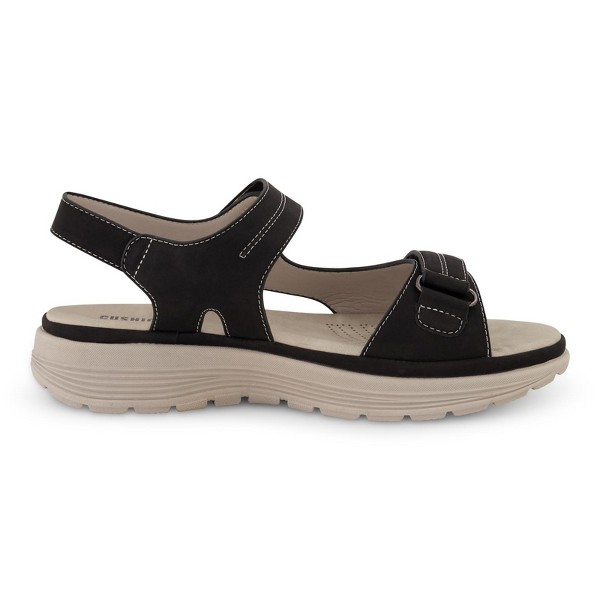 Sandalias Magee de CUSHIONAIRE para Mujer con Plantilla Cómoda y Correa Ajustable + Espuma Viscoelástica, Anchos Disponibles 2