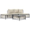 vidaXL 5-Piece Patio Lounge Set – Anthracite Poly Rattan Outdoor Furniture Set, Includes Cushions and Coffee Table, Durable and Weather-Resistant - 3 of 4