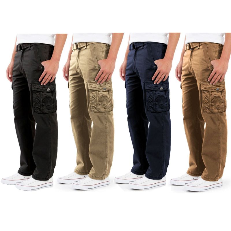 Galaxy By Harvic Men's Garment Dyed Cargo Pants With Belt, 4 of 5