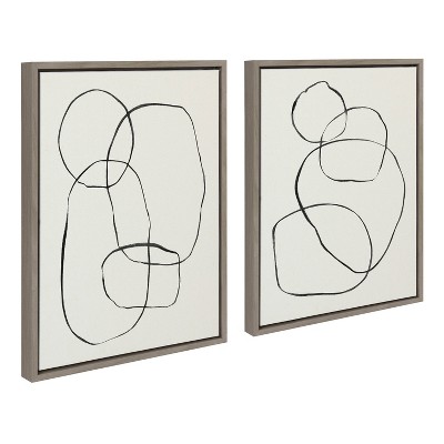 Sylvie Modern Abstract Black and White Canvas Art Set