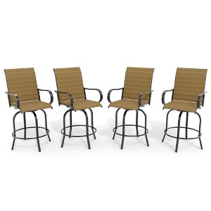 Outdoor Swivel Bar Stools Set of 2, Patio Swivel Bar Stools Chair, All Weather High Back and Armrest Patio Chairs for Deck Lawn Garden Backyard - 1 of 4