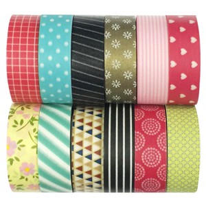 Wrapables Washi Tapes Decorative Masking Tapes, Set of 12 - 1 of 4