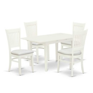 5-Piece Linen White Finish Solid Wood Top - Rectangular Dining Room Set  Seats-4 - 1 of 4