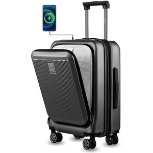 LUGGEX Carry On 20 Inch Luggage Expandable Polycarbonate Hard Shell Suitcase with USB Port, Charcoal Metallic - 1 of 4