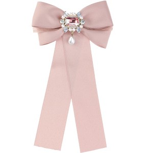 Elerevyo Women's Brooch Bowknot Costume Bow Tie with Beads - 1 of 4