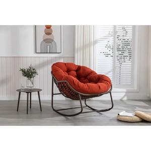 UPHA Rattan Rocking Chair, Padded Cushion Rocker Recliner Chair for Front Porch, Living Room - 1 of 1