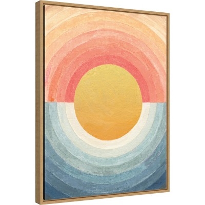 Retro Vibes Abstract Sun Framed Canvas Wall Art 18 x 24 Inches