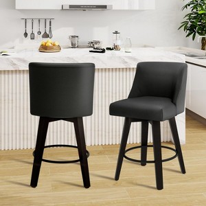 Dyonery 26" Bar Stools Set of 2/3, Modern PU Leather Counter Height Stools with Metal Legs & Footrest, Armless Chairs with Back for Kitchen - 1 of 4