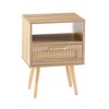 NicBex 11.81 inch Nightstand with 2 Drawers,Rattan Side Table with Storage Space and 4 Wood Legs,Bedside Table for Bedroom,Living Room - 2 of 4