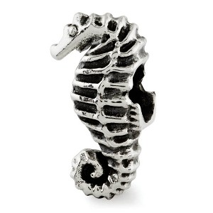 Black Bow Jewelry Antiqued Sterling Silver 3D Seahorse Bead Charm - 1 of 3