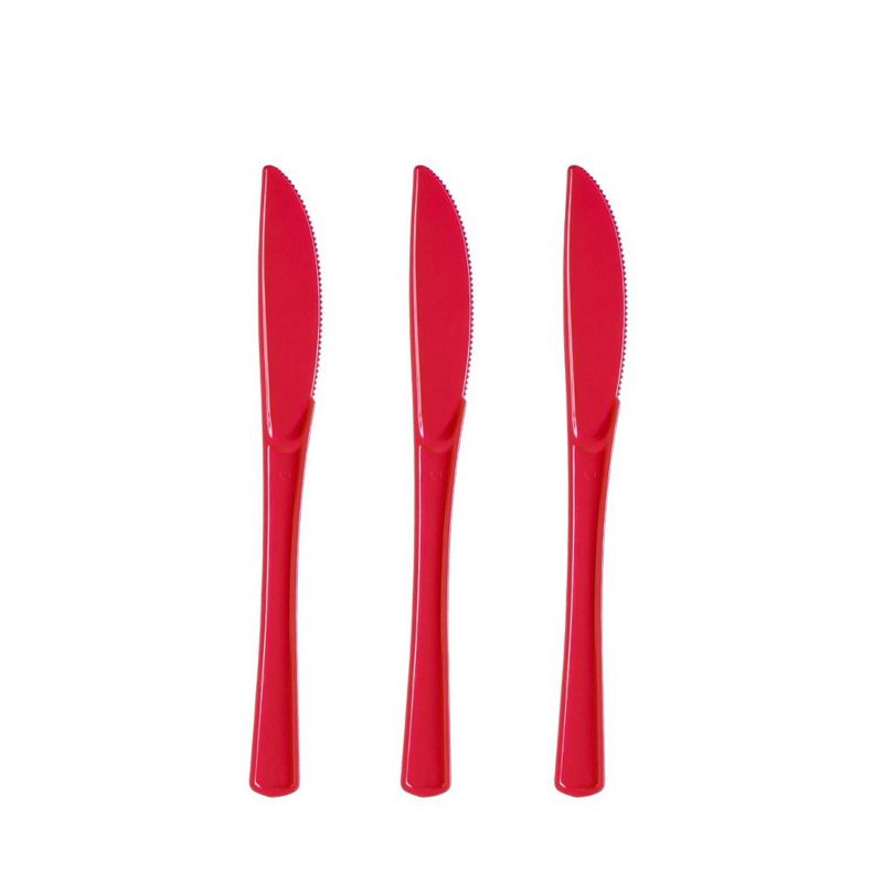 Exquisite Solid Color Plastic Utensil Cutlery Set Forks Spoons Knives- 150 Pack, 3 of 9
