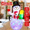 Itopfox 5FT Inflatable Snowman with Rotating LED Lights 1 Piece Outdoor Christmas Decoration for Yard Patio Garden Lawn Holiday Party - 4 of 4