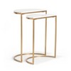 Adore Decor Set of 2 Kingston Nesting Side Tables White/Gold: Brass Plated, Marble Top, C-Table Design - 2 of 4