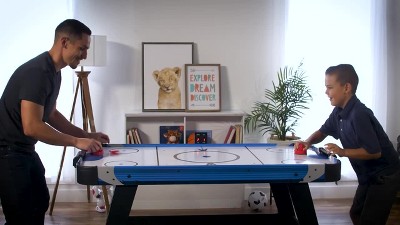 58-Inch Blue and White Air Hockey Table with LED Scoreboard