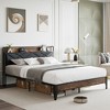Bed Frame, Upholstered Headborad with Storage, Tufted Design, Steel Slats Support, No Box Spring Needed, Easy Assembly, Grey - 3 of 4