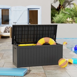Okak 230 Gallon Weatherproof Deck Box, Patio Storage Box with Iron Rod and 2 Piston Hinges, Storage Containers for Garden, Patio, Outdoor - 1 of 4