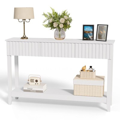 VINGLI White 2-Layer 3-Drawer MDF Grille Entry Table