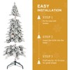9FT Flocked PE/PVC Tree 52 Natural Pine Cones 2138 Tips Hinged Metal Stand Snowy - 4 of 4