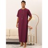 Lars Amadeus Men's Solid Color Short Sleeves Loose Fit Pjs Nightgown - 2 of 4
