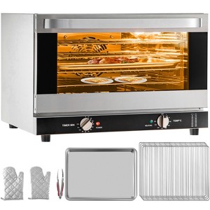 VEVOR Commercial Convection Oven, 47L/43Qt, Half-Size Conventional Oven Countertop, 1600W 4-Tier Toaster with Front Glass Door, 120V, Silver - 1 of 4