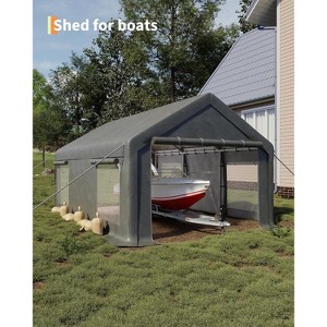 12x20 FT Heavy Duty Carport Canopy with Roll-Up Doors & Mesh Windows, UV Resistant Waterproof Tarp, Portable Garage Shelter for Car, Truck, Boat - 1 of 4