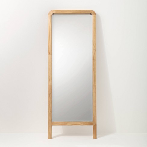 Neutype 65 inch x 22 inch Solid Wood Full Length Mirror with Standing Holder Floor Mirror Rectangular Wall Mounted Mirror Hanging Leaning, White, Size